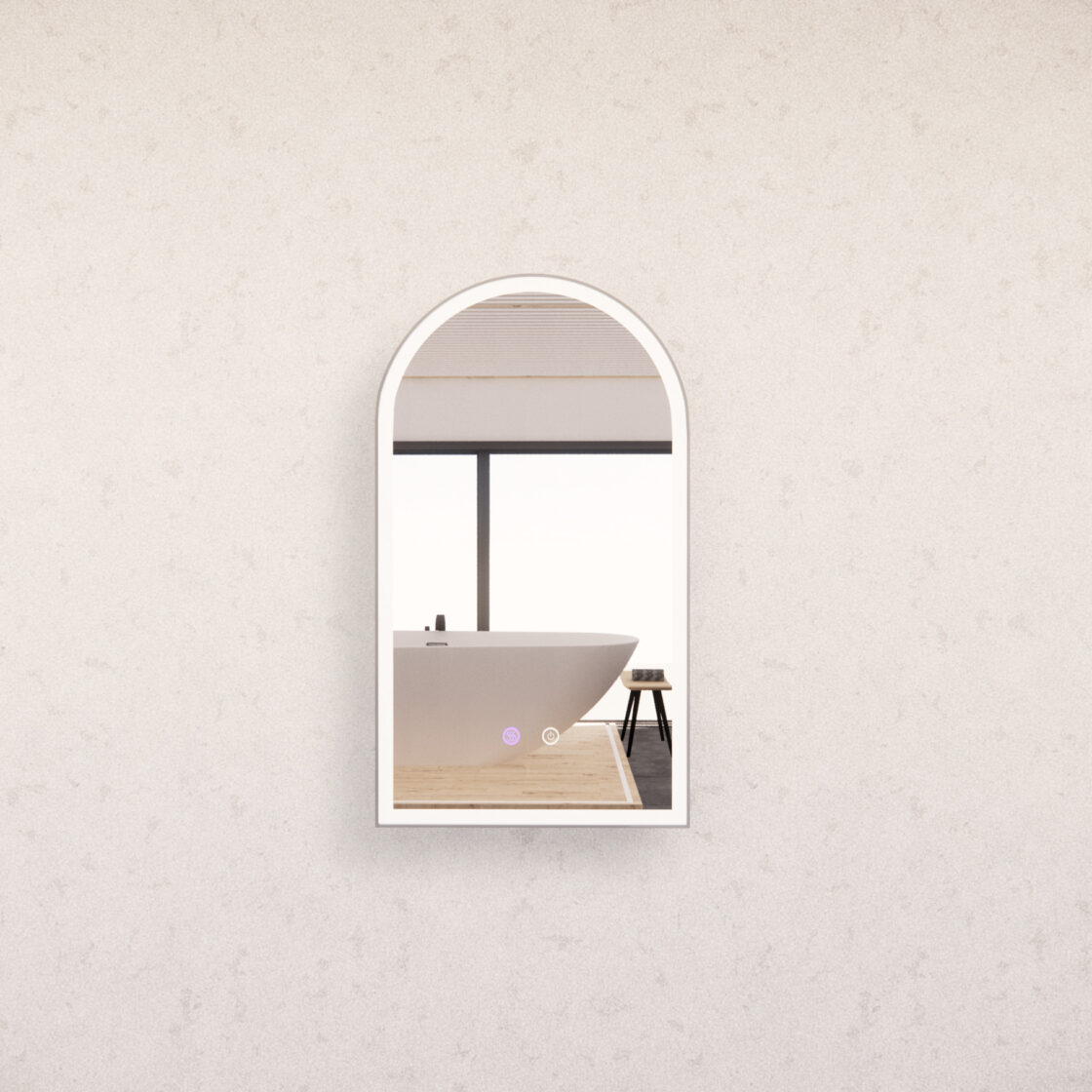 Brushed Nickel Framed AR2 LED Mirror Arch - MLED-AR2-9045BN 900x450mm